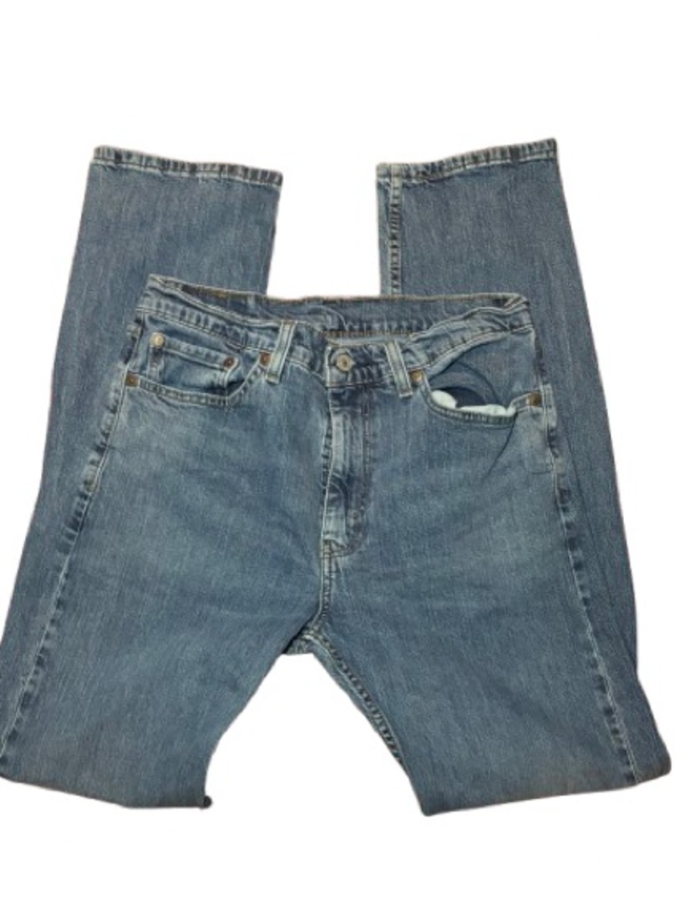Levi's 505 regular fit straight leg jeans in a blue wash.32 x 34
